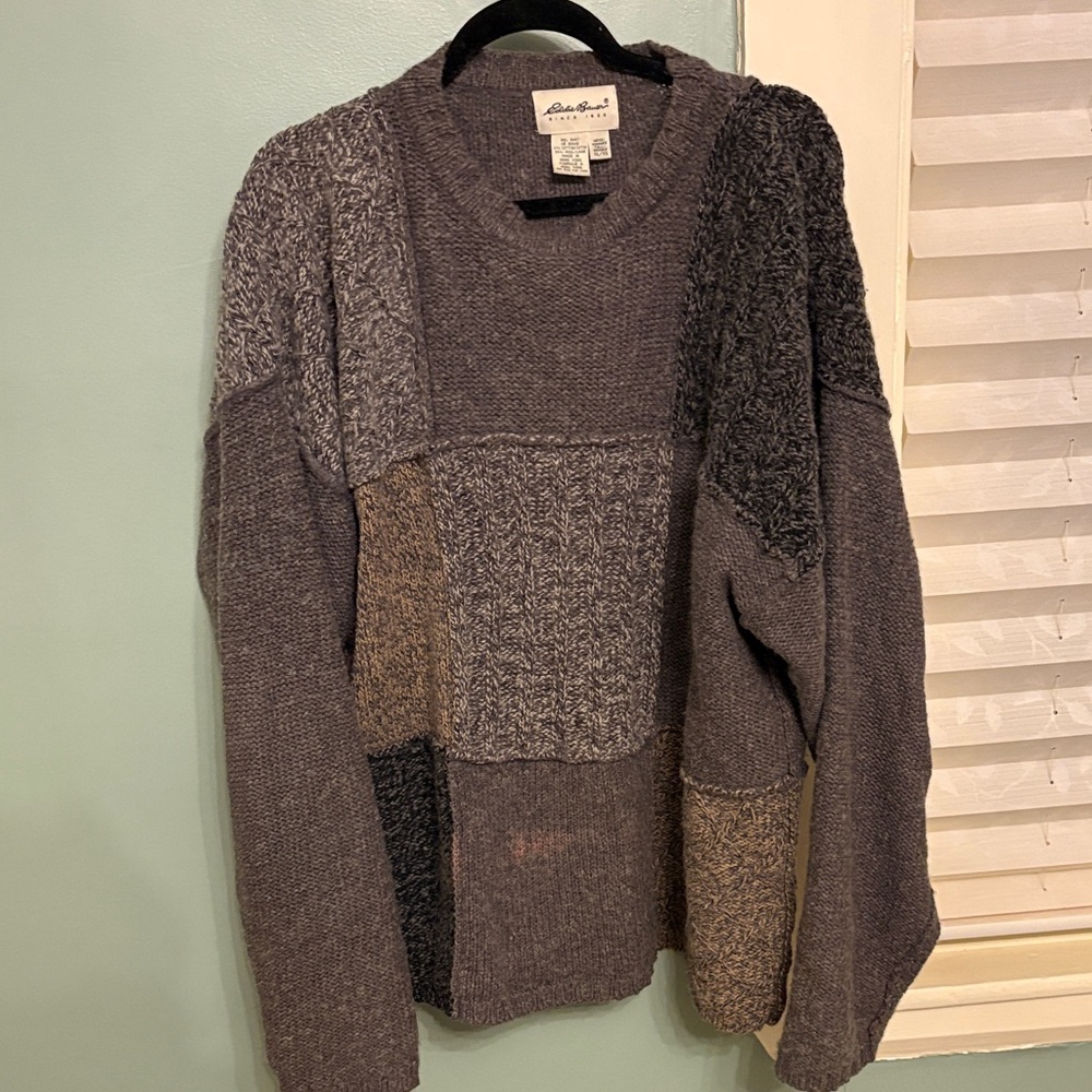 Vintage Eddie Bauer Colorblock Knit Sweater Men’s XL Textured Patchwork